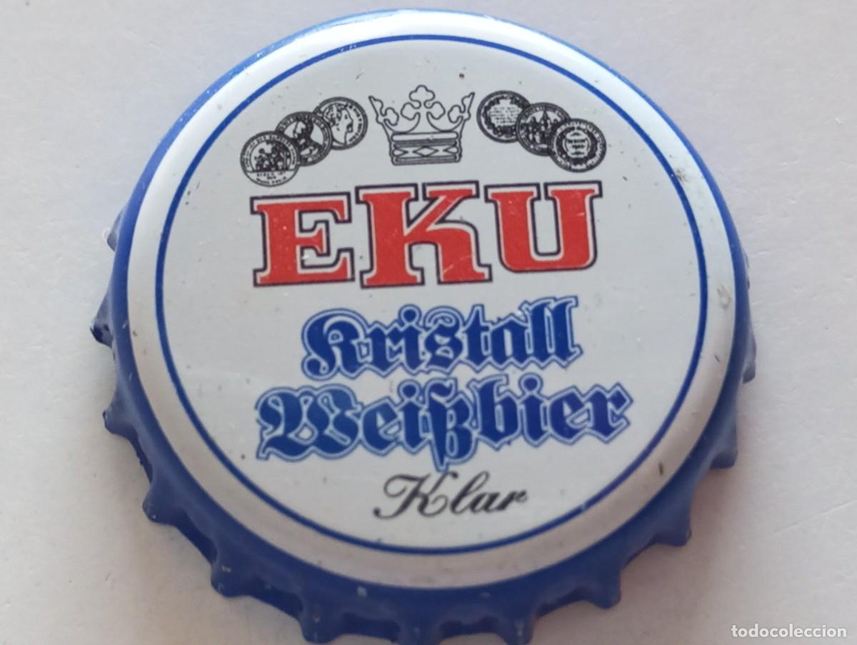 Coleccionismo de cervezas: Chapa tap&oacute;n corona de la cerveza alemana EKU KRISTALL WEISSBIER KLAR