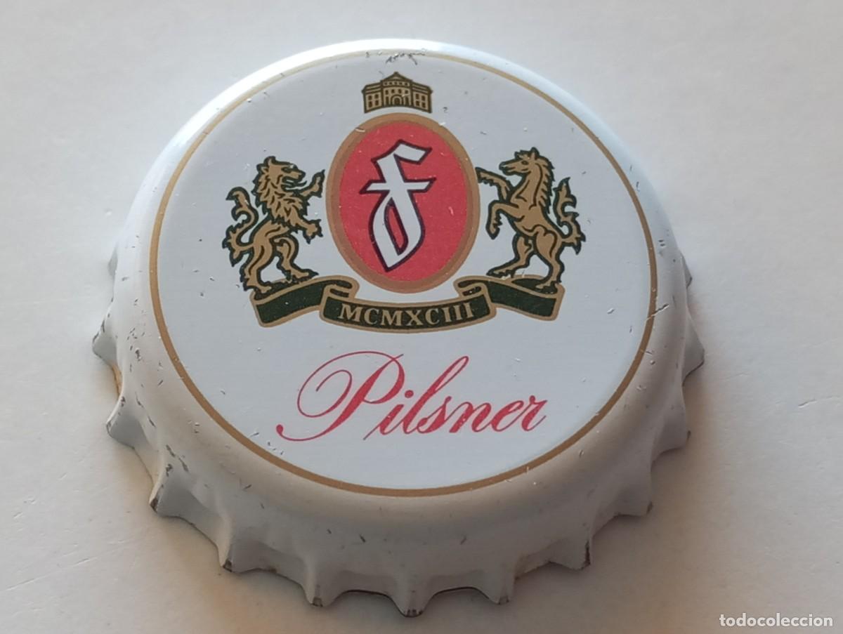 Coleccionismo de cervezas: Chapa tap&oacute;n corona de la cerveza alemana FELDSCHL&Ouml;SSCHEN PILSNER (falda blanca)