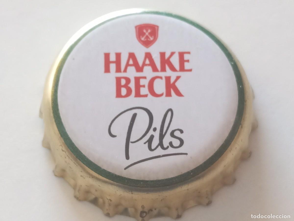Coleccionismo de cervezas: Chapa tap&oacute;n corona de la cerveza alemana HAAKE BECK PILS (borde verde)
