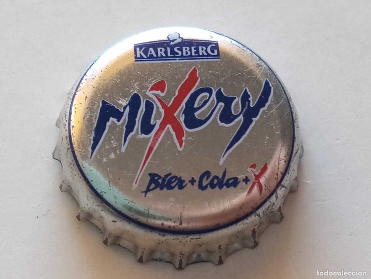 Colecionismo de cervejas: Chapa tap&oacute;n corona de la cerveza alemana KARLSBERG MIXERY BIER + COLA + X