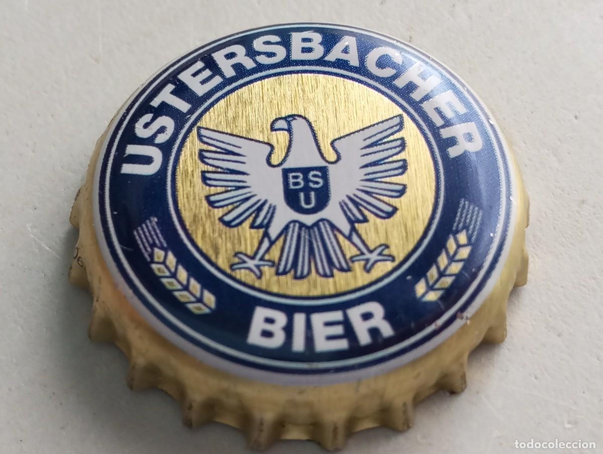 Coleccionismo de cervezas: Chapa tap&oacute;n corona de la cerveza alemana USTERSBACHER BIER (falda dorada)