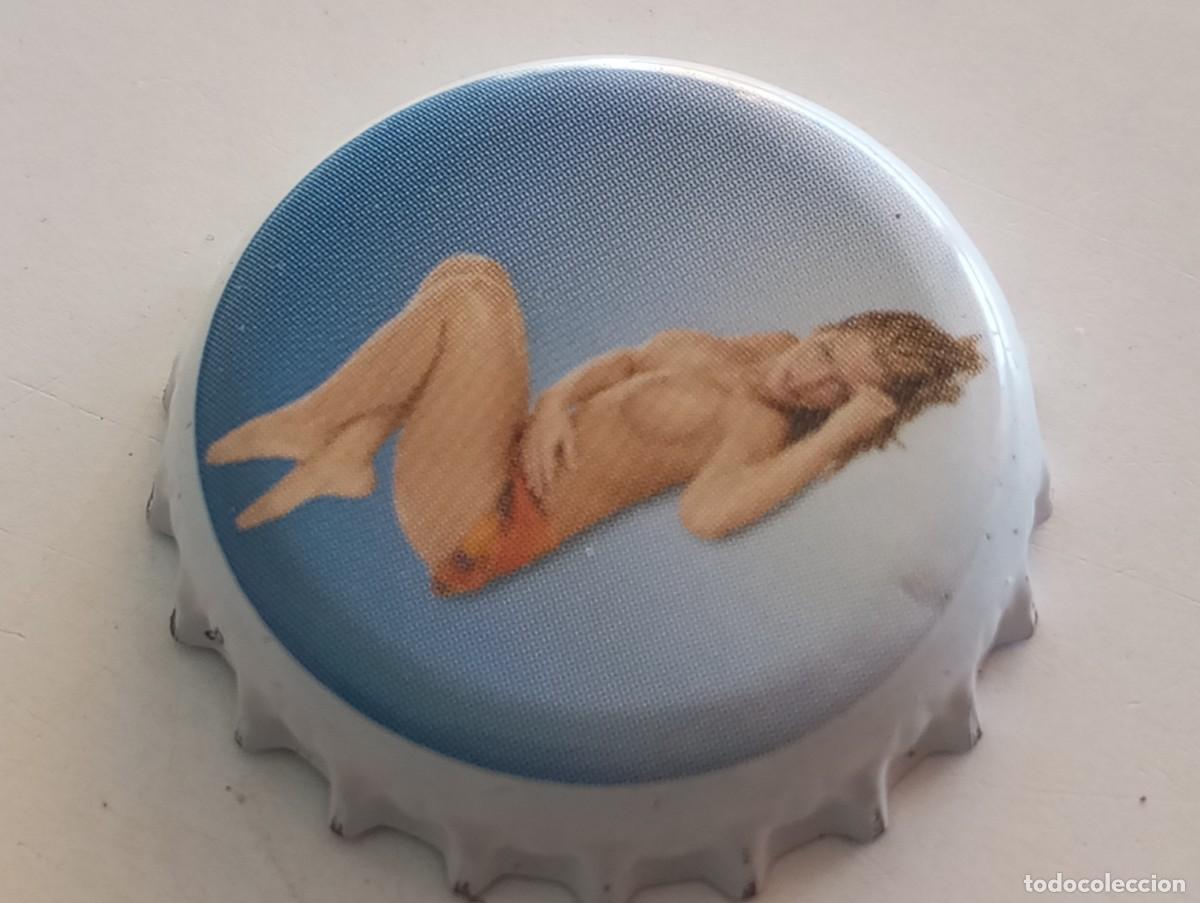 Coleccionismo de cervezas: Chapa tap&oacute;n corona de la cerveza alemana LANG BR&Auml;U EROTIK