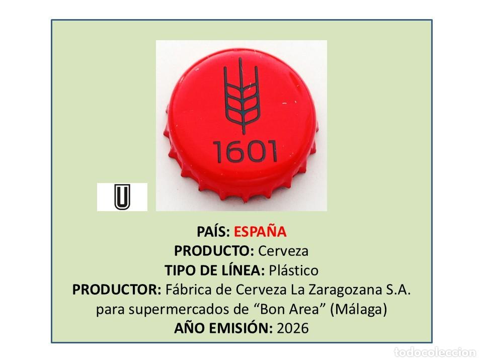 Coleccionismo de cervezas: TAPON CORONA CAPSULA CHAPA CERVEZA BON AREA 1601 (ESPA&Ntilde;A)