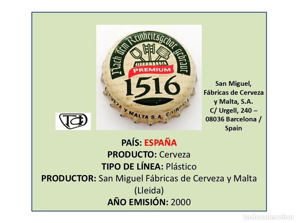 Coleccionismo de cervezas: TAPON CORONA CAPSULA CHAPA CERVEZA SAN MIGUEL 1516 (ESPA&Ntilde;A)