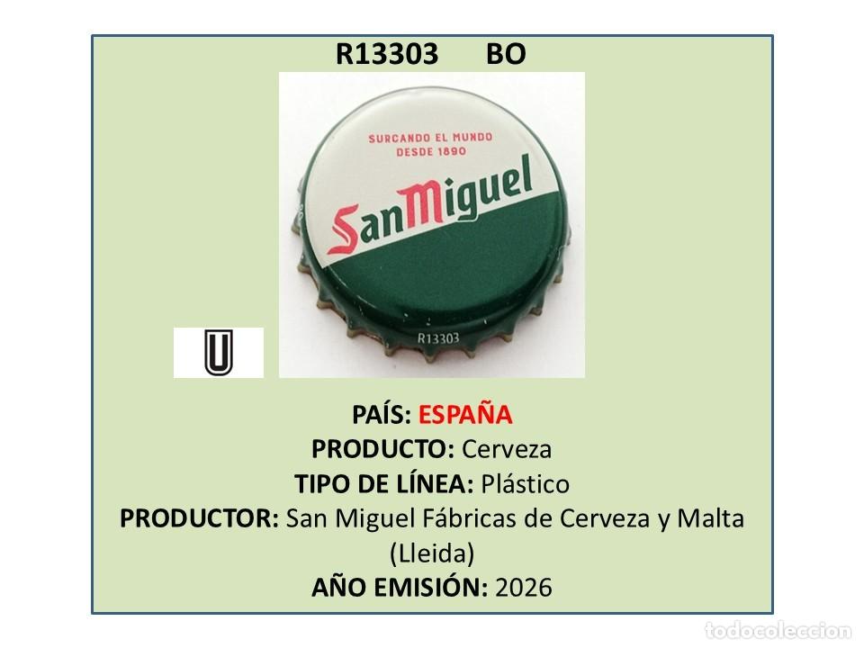 Coleccionismo de cervezas: TAPON CORONA CAPSULA CHAPA CERVEZA SAN MIGUEL (ESPA&Ntilde;A)