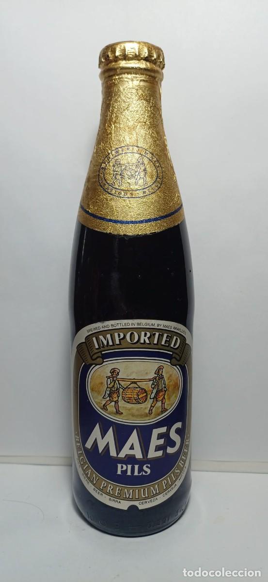 Coleccionismo de cervezas: Botella cerveza LLENA Maes Pils Imported 33cl B&eacute;lgica 1995