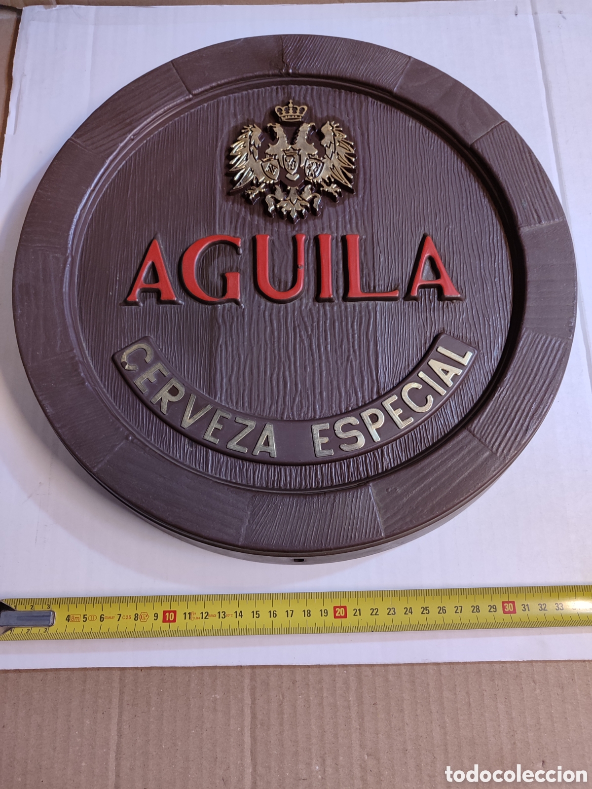 Coleccionismo de cervezas: Cartel publicidad &Aacute;guila cerveza especial.decoracion tapa barril cerveza aguila