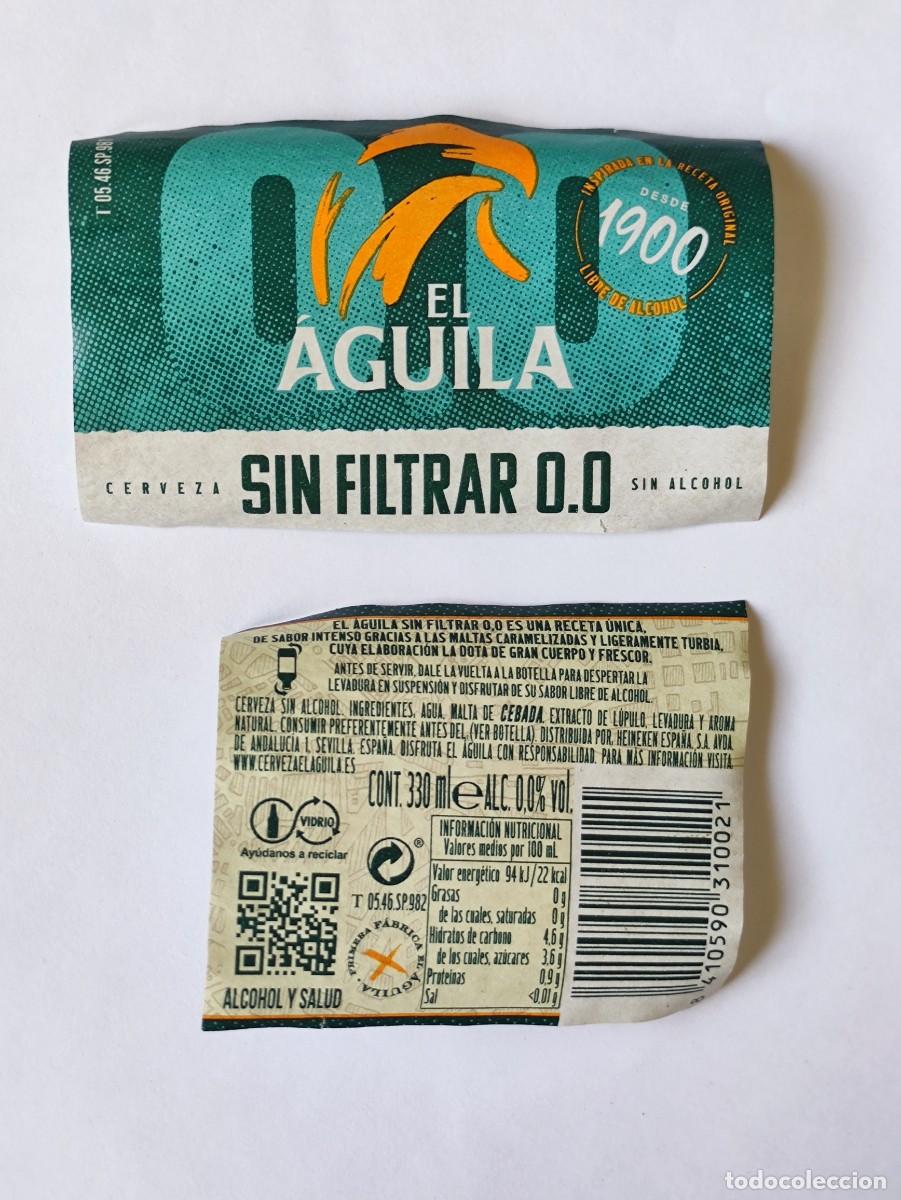 Coleccionismo de cervezas: ETIQUETA - CERVEZA AGUILA SIN FILTRAR 0,0 - T 05.46.SP.981 / T 05.46.SP.982