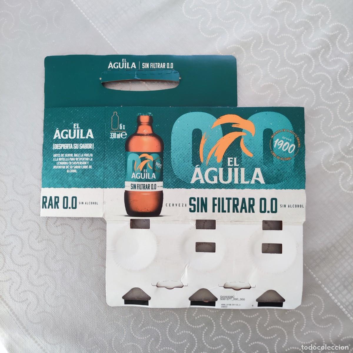 Coleccionismo de cervezas: CARTON PACK 6 - CERVEZA EL AGUILA SIN FILTRAR 0,0 - 100GR