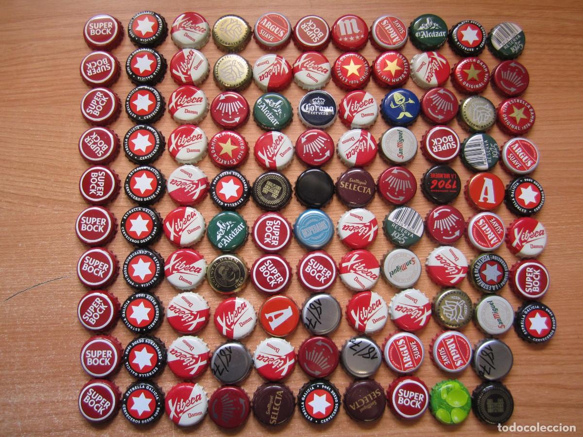 Coleccionismo de cervezas: lote mas de 100 chapas cerveza argus super bock estrella galicia alcazar desperados 1906