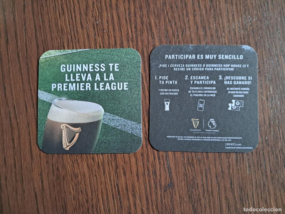 Coleccionismo de cervezas: posavasos de cerveza, Guinness. Te lleva a la premier league, participa en sorteo ... futbol.