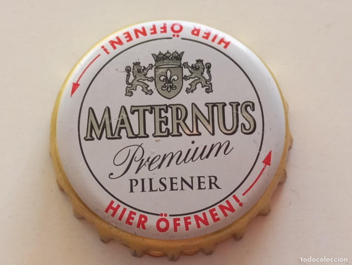 Coleccionismo de cervezas: Chapa tap&oacute;n corona de la cerveza alemana MATERNUS PREMIUM PILSENER (HIER &Ouml;FFNEN!)
