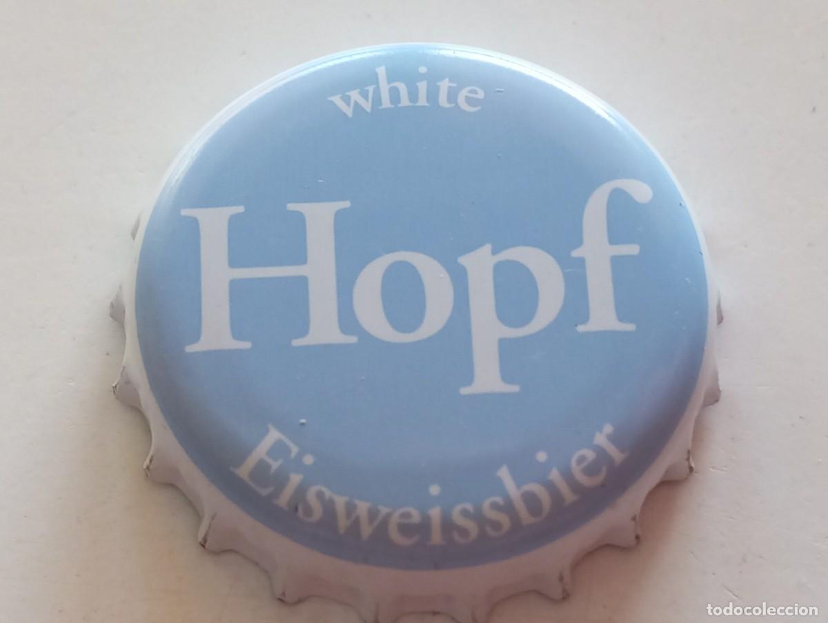 Coleccionismo de cervezas: Chapa tap&oacute;n corona de la cerveza alemana HOPF WHITE EISWEISSBIER