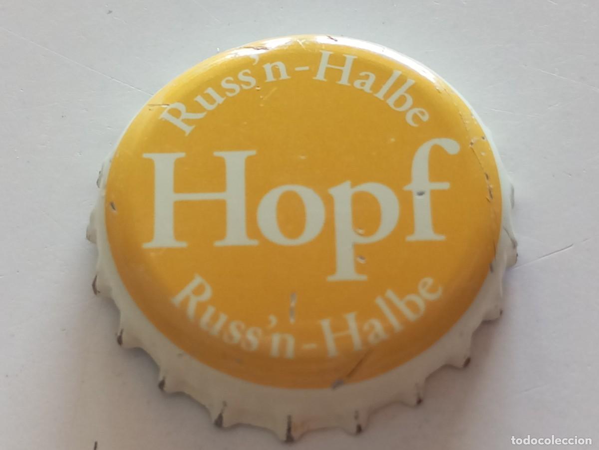 Coleccionismo de cervezas: Chapa tap&oacute;n corona de la cerveza alemana HOPF RUSS'N-HALBE
