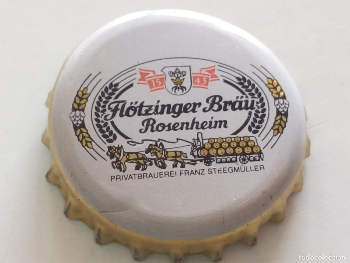 Coleccionismo de cervezas: Chapa tap&oacute;n corona de cerveza alemana FL&Ouml;TZINGER BR&Auml;U PRIVATBRAUEREI FRANZ STEEGM&Uuml;LLER - ROSENHEIM