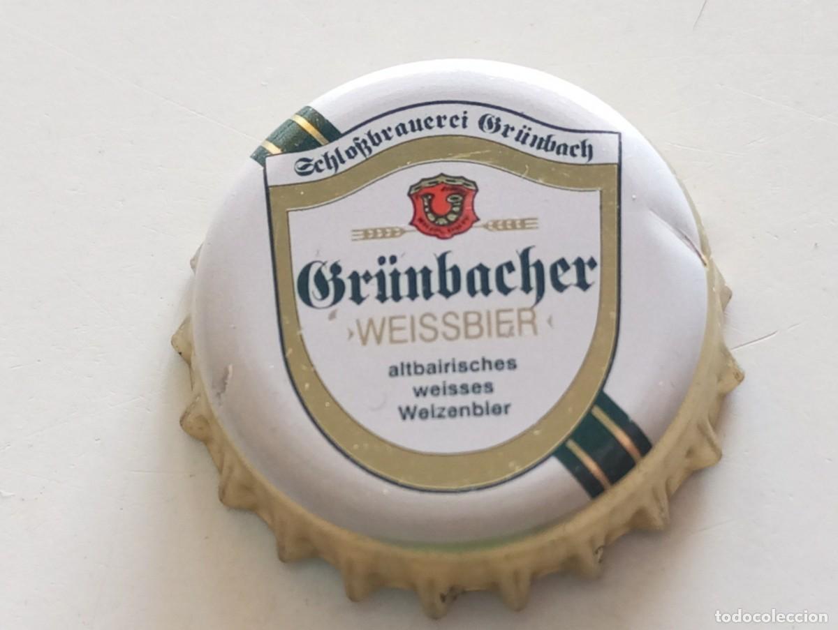 Coleccionismo de cervezas: Chapa tap&oacute;n corona de la cerveza alemana GR&Uuml;NBACHER WEISSBIER