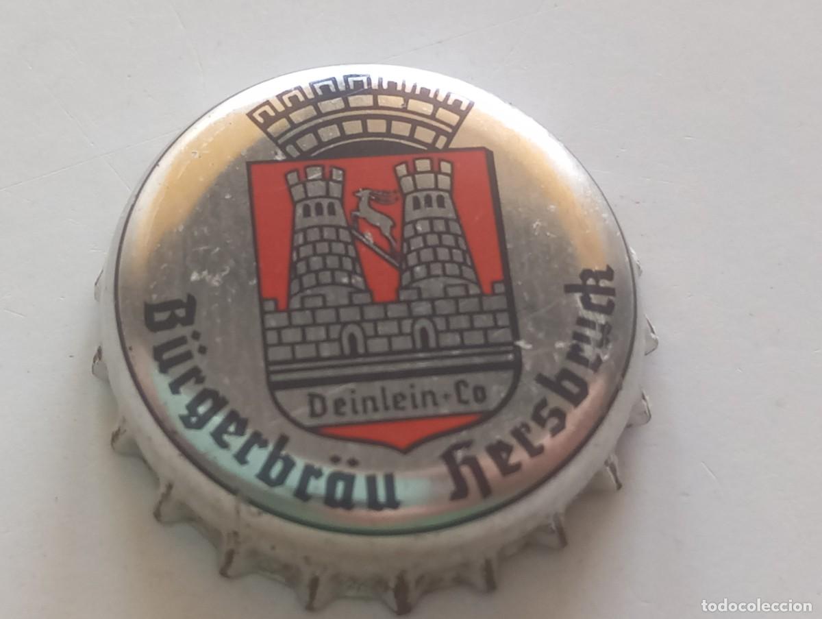 Coleccionismo de cervezas: Chapa tap&oacute;n corona de la cerveza alemana B&Uuml;RGERBR&Auml;U HERSBRUCK - DEINLEIN+CO