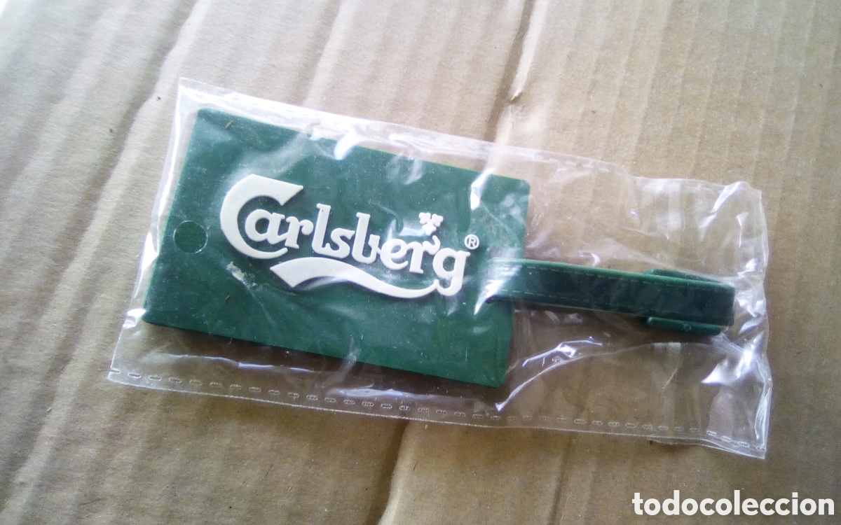 Coleccionismo de cervezas: Tarjeta etiqueta propietario maleta de viaje. Cerveza Carlsberg.