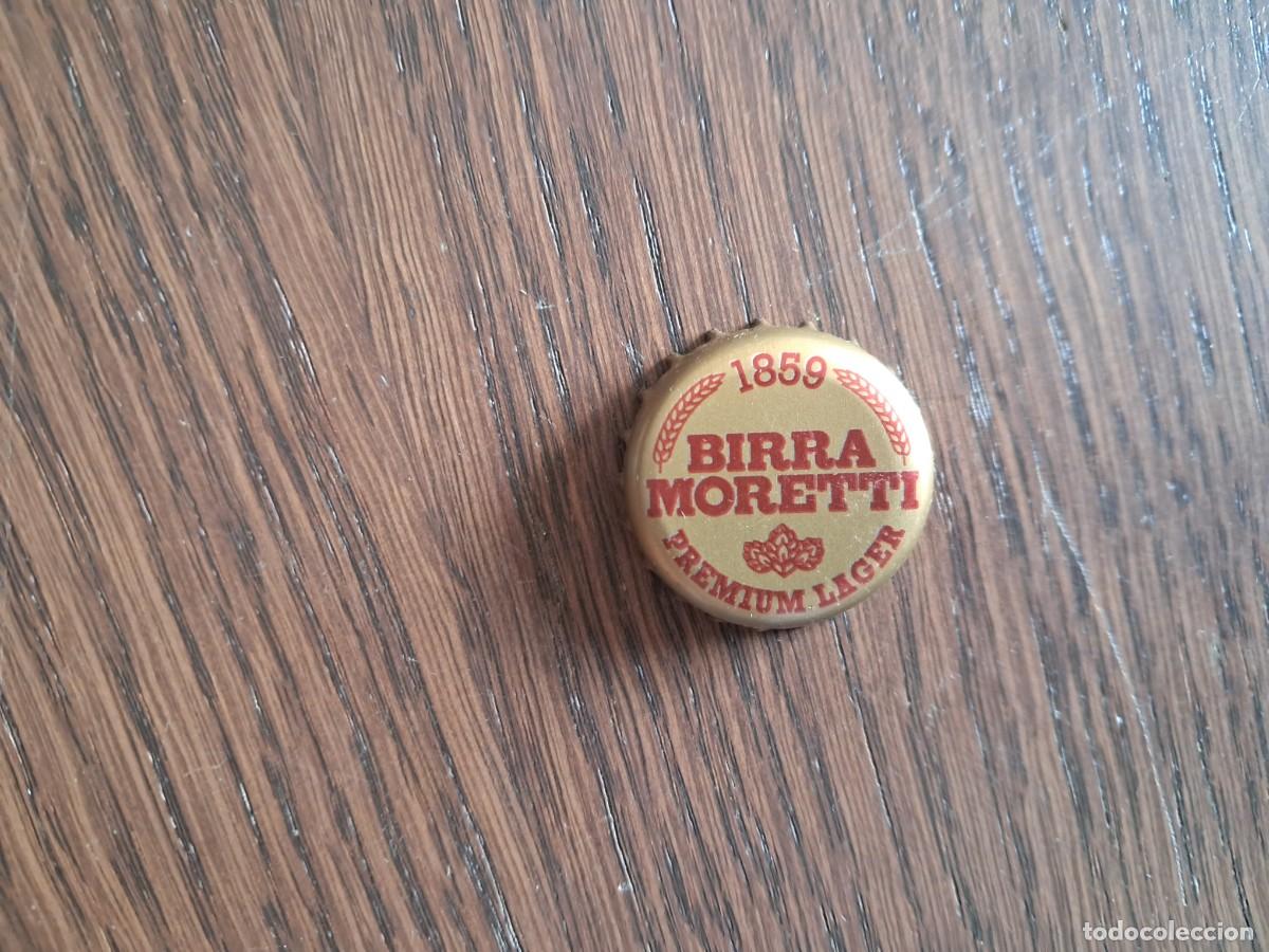 Coleccionismo de cervezas: chapa tap&oacute;n corona de cerveza de Italia, Birra Moretti.