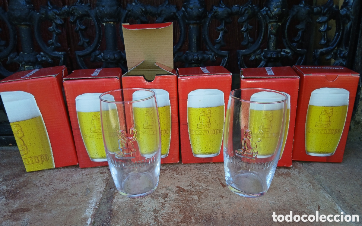 Coleccionismo de cervezas: Lote de 6 vasos cruzcampo en caja original nuevos