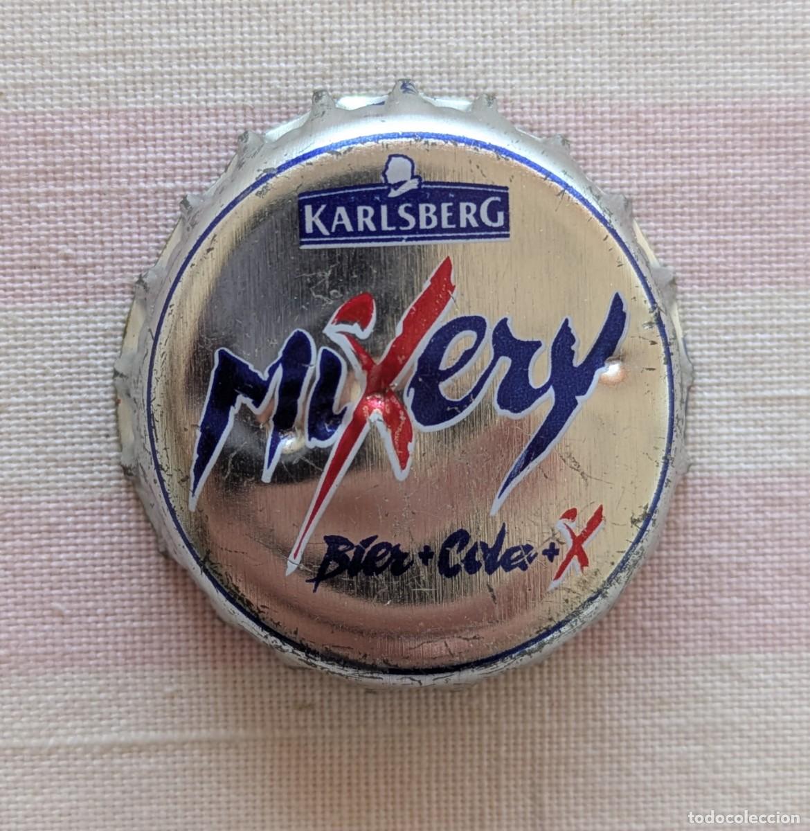 Collectionnisme de bi&egrave;res: Chapa corona Karslberg Mixery + cola. Cerveza alemsna