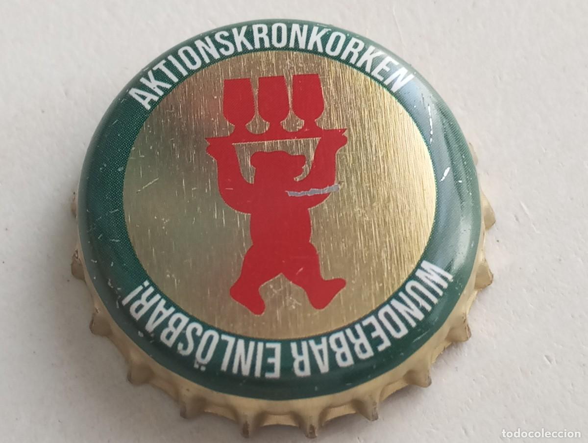 Coleccionismo de cervezas: Chapa tap&oacute;n corona de la cerveza alemana BERLINER AKTIONSKRONKORKEN WUNDERBAR EINL&Ouml;SBAR!