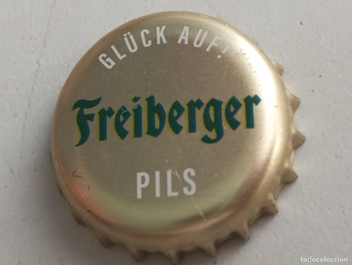 Coleccionismo de cervezas: Chapa tap&oacute;n corona de la cerveza alemana FREIBERGER PILS GL&Uuml;CK AUF!