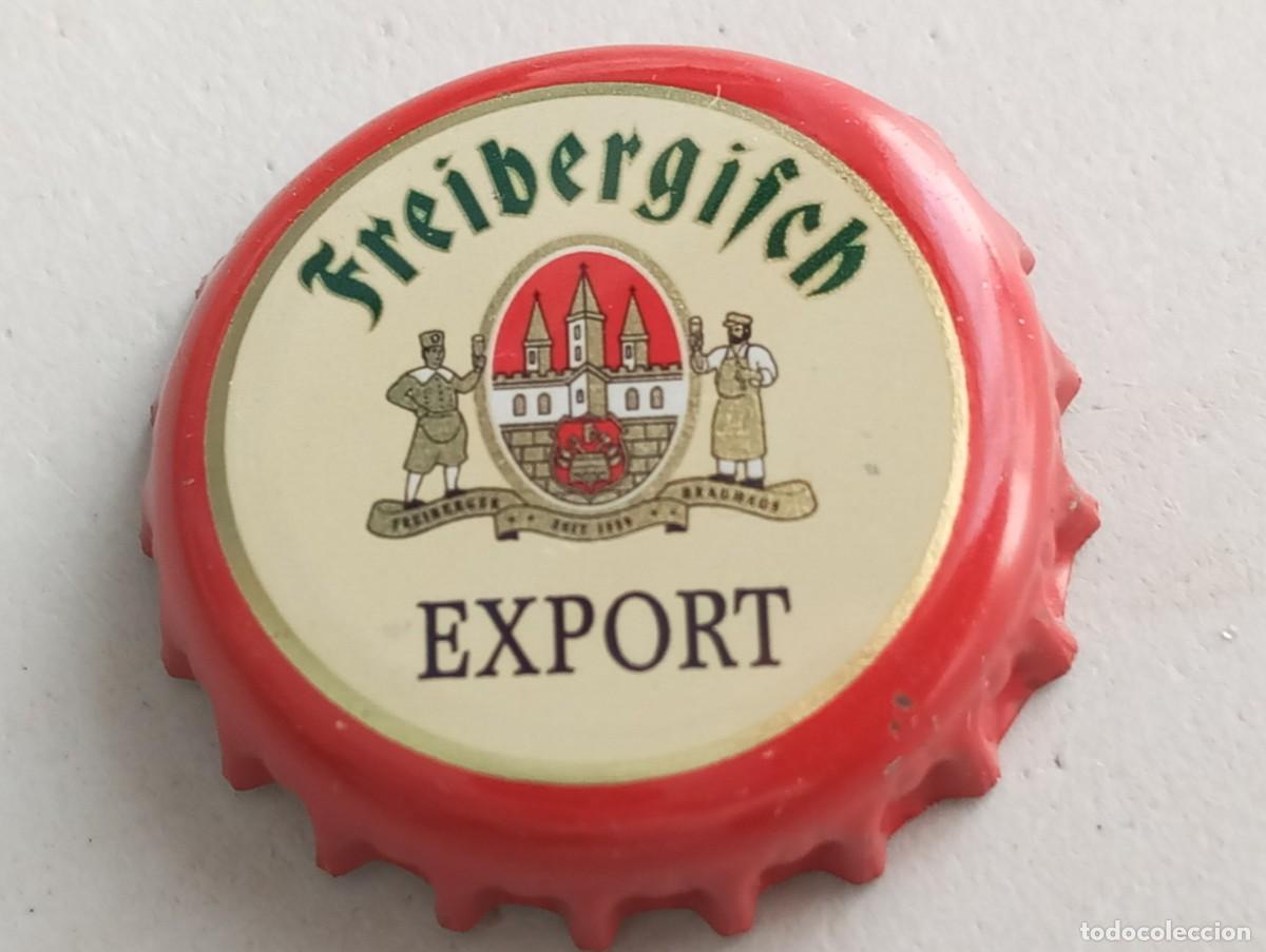 Coleccionismo de cervezas: Chapa tap&oacute;n corona de la cerveza alemana FREIBERGISCH EXPORT (en negro)