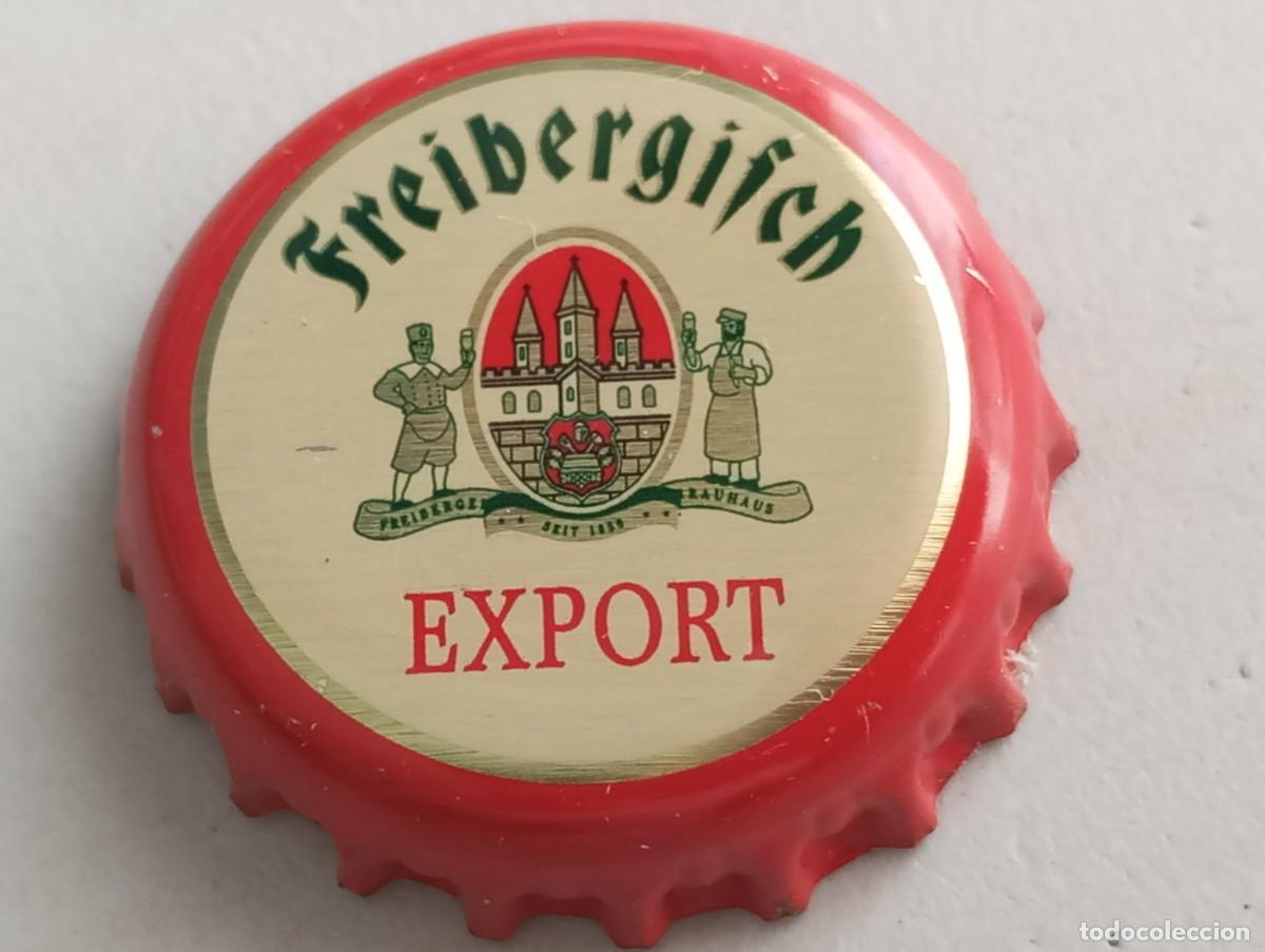 Coleccionismo de cervezas: Chapa tap&oacute;n corona de la cerveza alemana FREIBERGISCH EXPORT (en rojo)