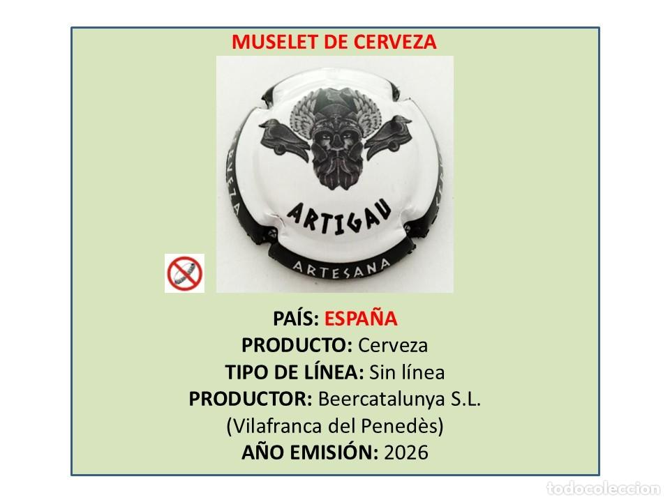 Coleccionismo de cervezas: TAPON CORONA CAPSULA CHAPA CERVEZA &rdquo;MUSELET&rdquo; DE ARTIGAU (ESPA&Ntilde;A)