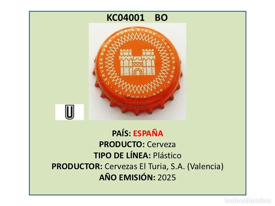 Coleccionismo de cervezas: TAPON CORONA CAPSULA CHAPA CERVEZA TURIA RUBIA (ESPA&Ntilde;A)