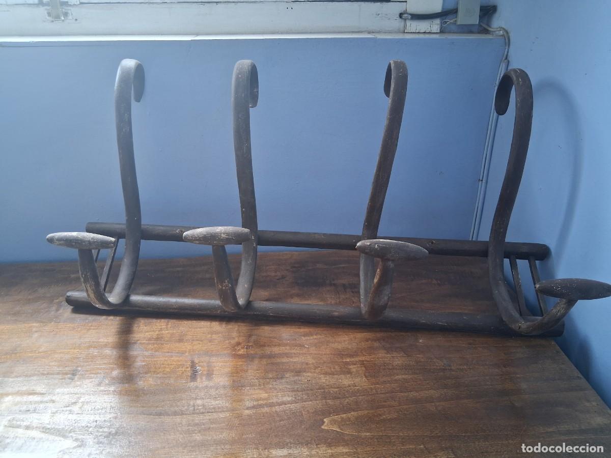 Coleccionismo de cervezas: Perchero percha Thonet de madera curva curvada 4 brazos