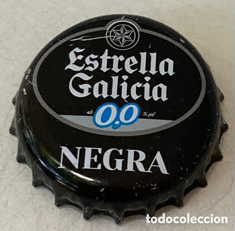 Coleccionismo de cervezas: TAP&Oacute;N CORONA CHAPA CERVEZA ESTRELLA GALICIA 0,0 NEGRA(36). FAB.CHAPA:NEW BOX--LOTE N. 4117--CARMANJO
