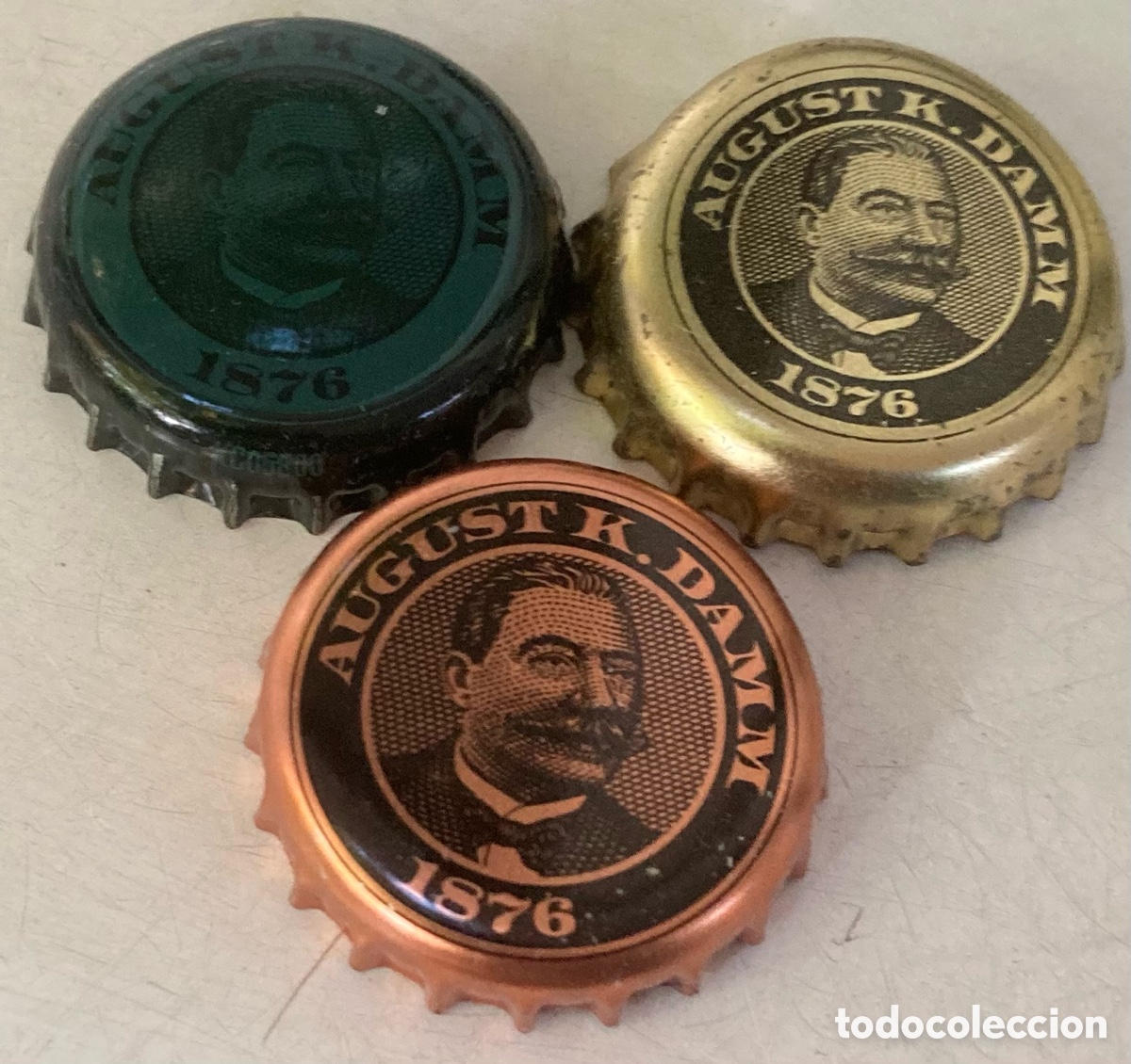 Coleccionismo de cervezas: TAP&Oacute;NES CORONA BOTTLE CAPS CHAPAS BIERE CERVEZA AUGUST K.DAMM. FAB.CHAPA:U--LOTE N. 4120--CARMANJO