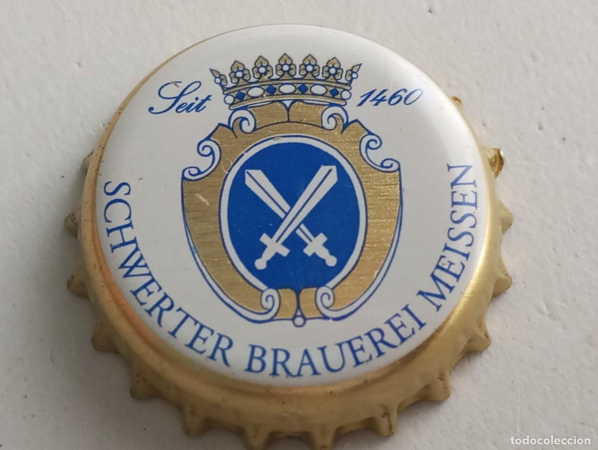 Coleccionismo de cervezas: Chapa tap&oacute;n corona de la cerveza alemana SCHWERTER BRAUEREI MEISSEN SEIT 1460