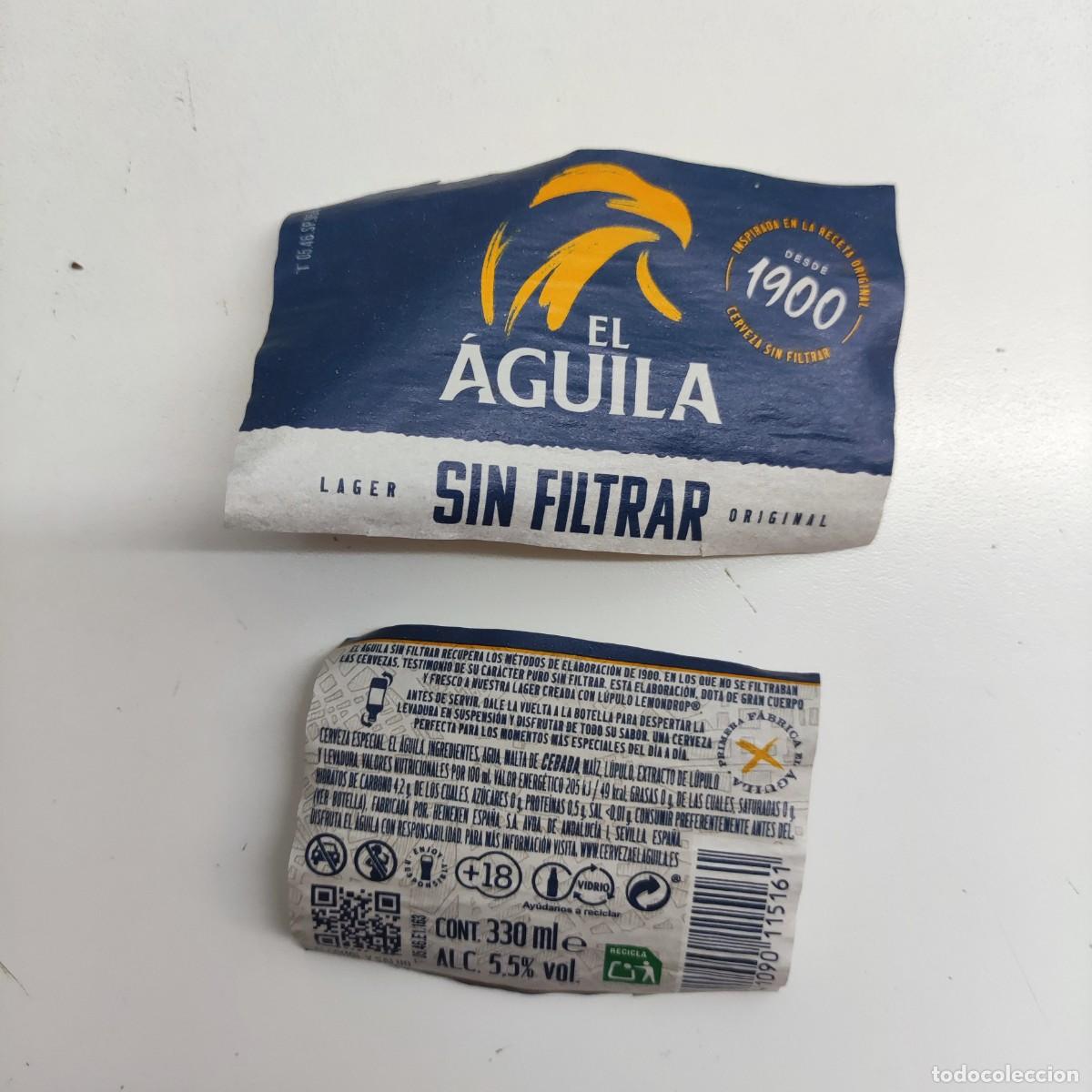 Collezionismo di birre: ETIQUETAS CERVEZA EL AGUILA SIN FILTRAR - T 05.46.SP.954 - T 05.46.E1.163 - FAUNA