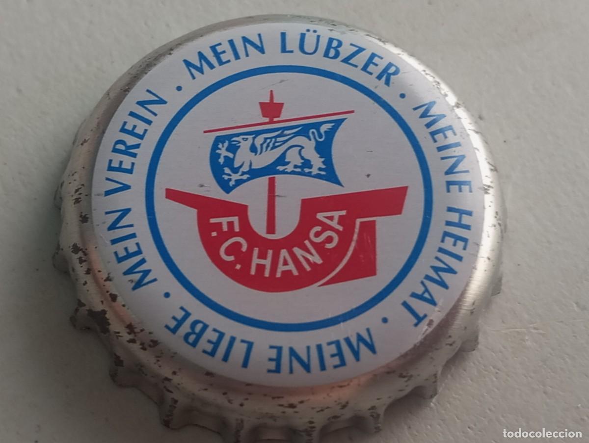 Coleccionismo de cervezas: Chapa tap&oacute;n corona de la cerveza alemana L&Uuml;BZER - F.C. HANSA
