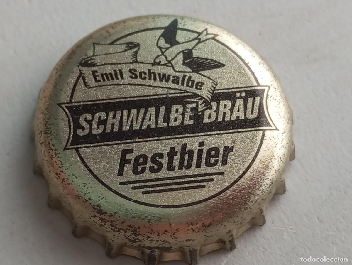 Coleccionismo de cervezas: Chapa tap&oacute;n corona de la cerveza alemana SCHWALBE-BR&Auml;U FESTBIER - EMIL SCHWALBE