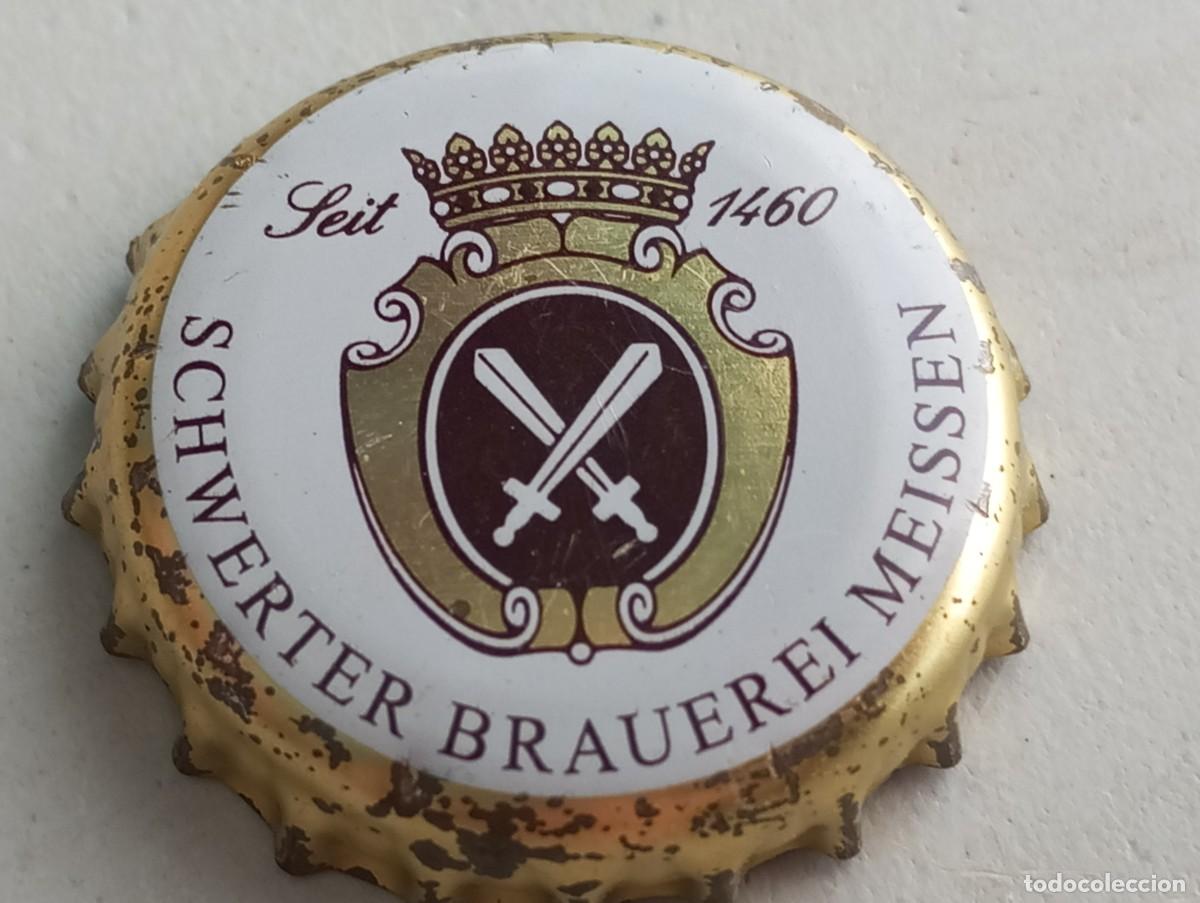Coleccionismo de cervezas: Chapa tap&oacute;n corona de la cerveza alemana SCHWERTER BRAUEREI MEISSEN SEIT 1460