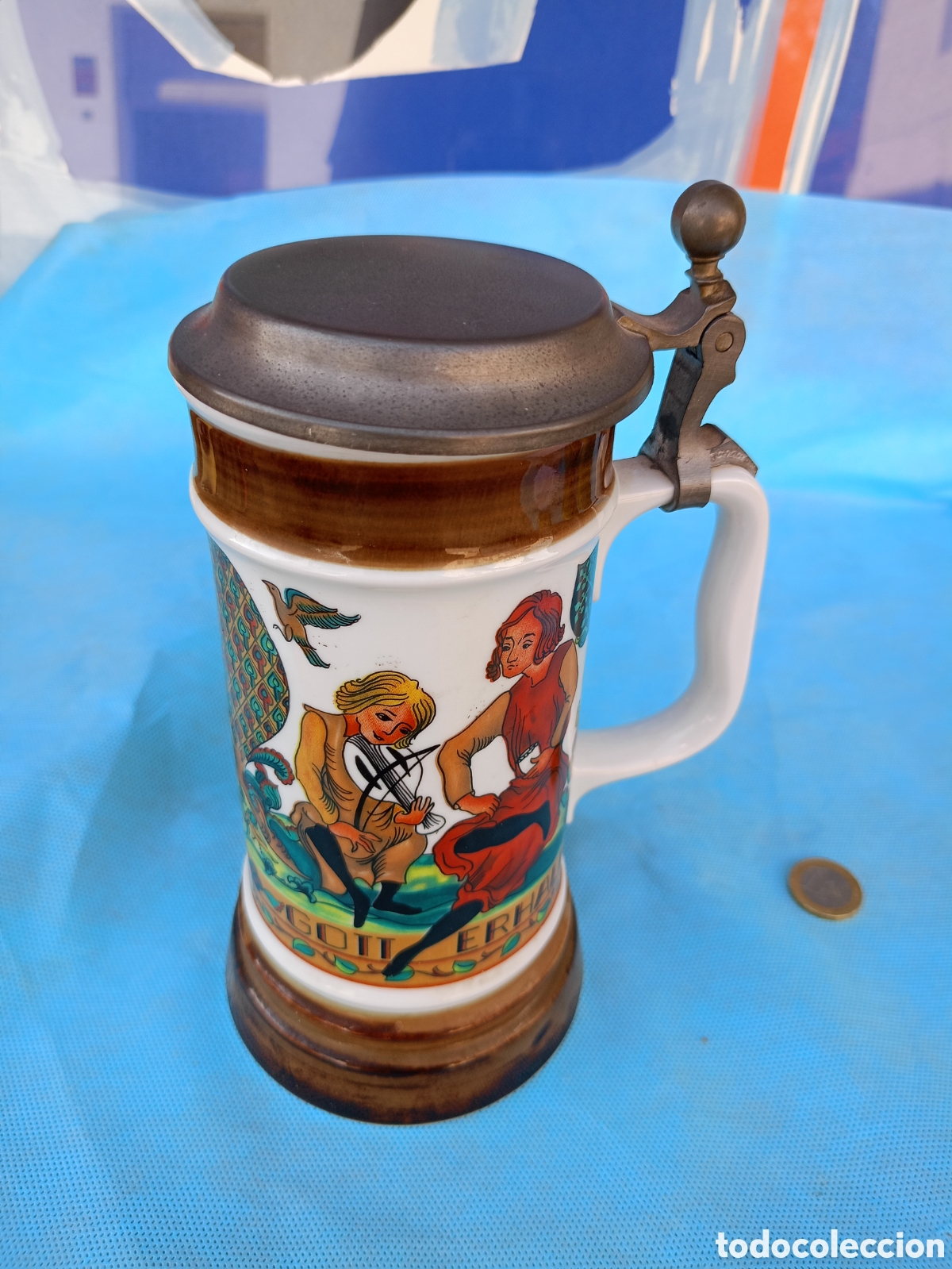 Coleccionismo de cervezas: JARRA DE CERVEZA PORCELANA ALEMANA BAREUTHER WALDSASSEN BAVIERA CON TAPA
