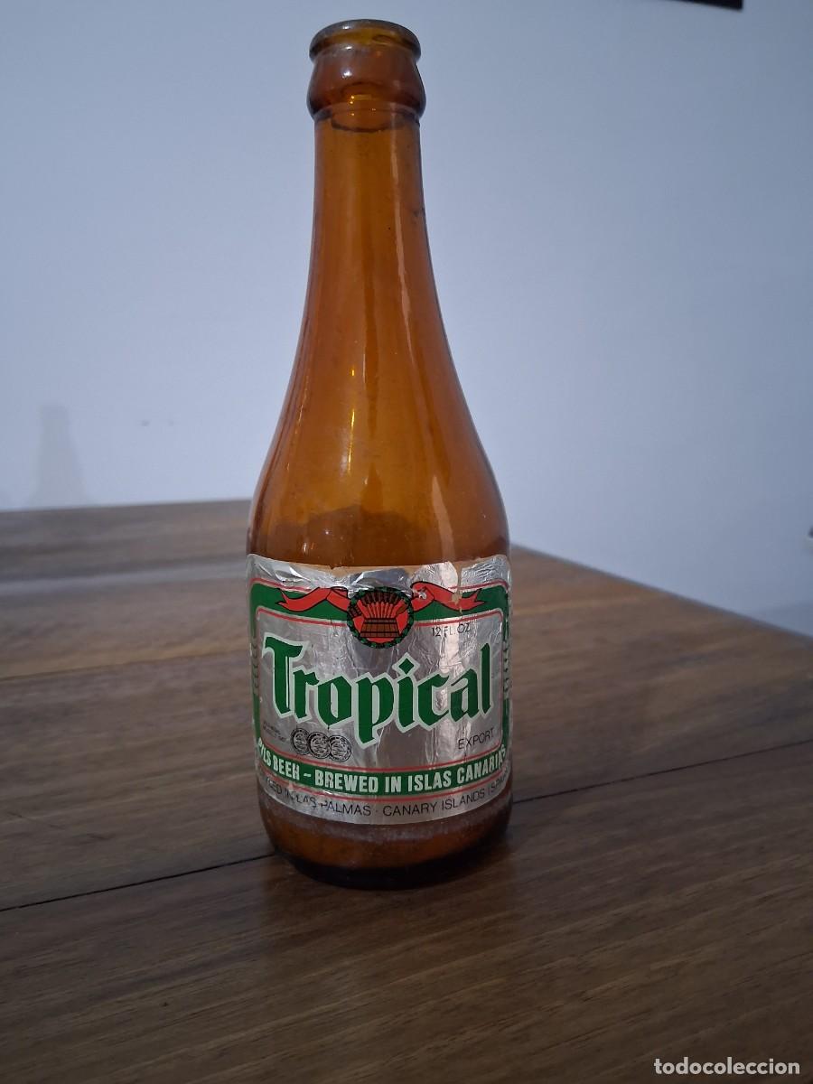 Coleccionismo de cervezas: Botella cerveza La tropical Las palmas de Gran Canaria SICAL tercio etiqueta
