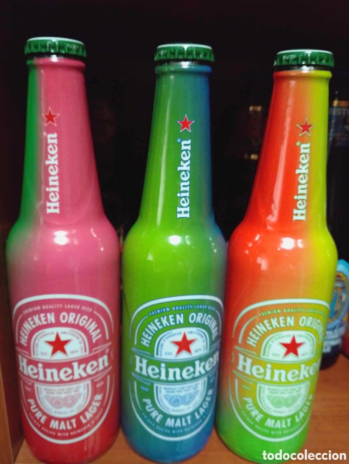 Coleccionismo de cervezas: 3 Botellas Heineken Especial Color
