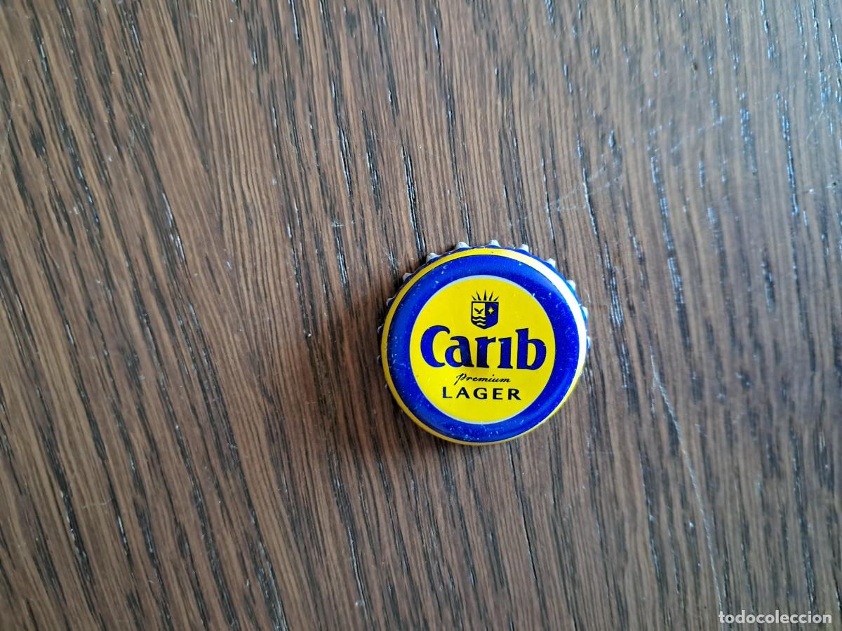 Coleccionismo de cervezas: chapa tap&oacute;n corona de cerveza, Carib, premium lager. Trinidad & Tobago, Caribe.