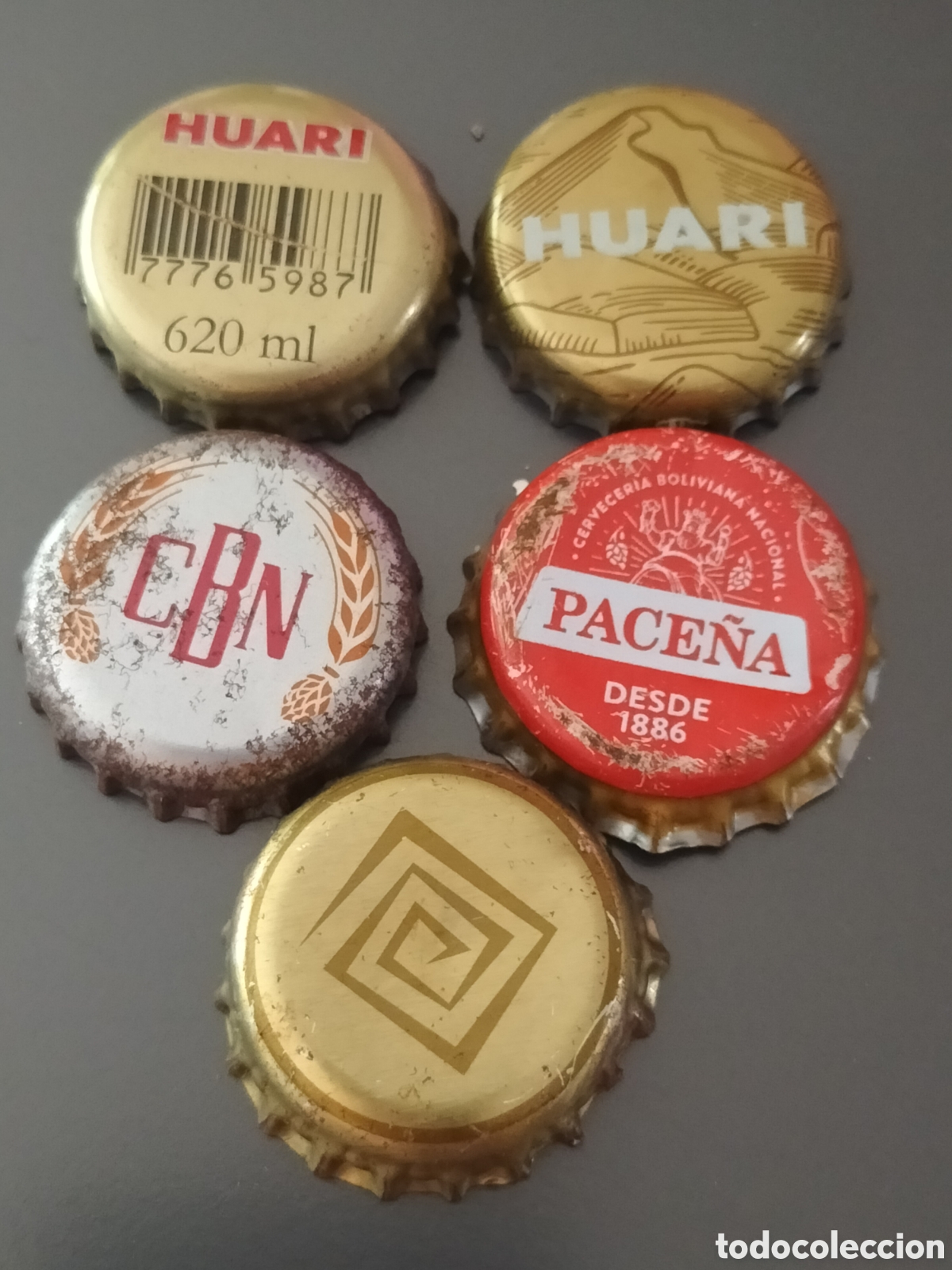 Coleccionismo de cervezas: LOTE 5 CHAPAS TAPON CORONA CERVEZA - BOLIVIA