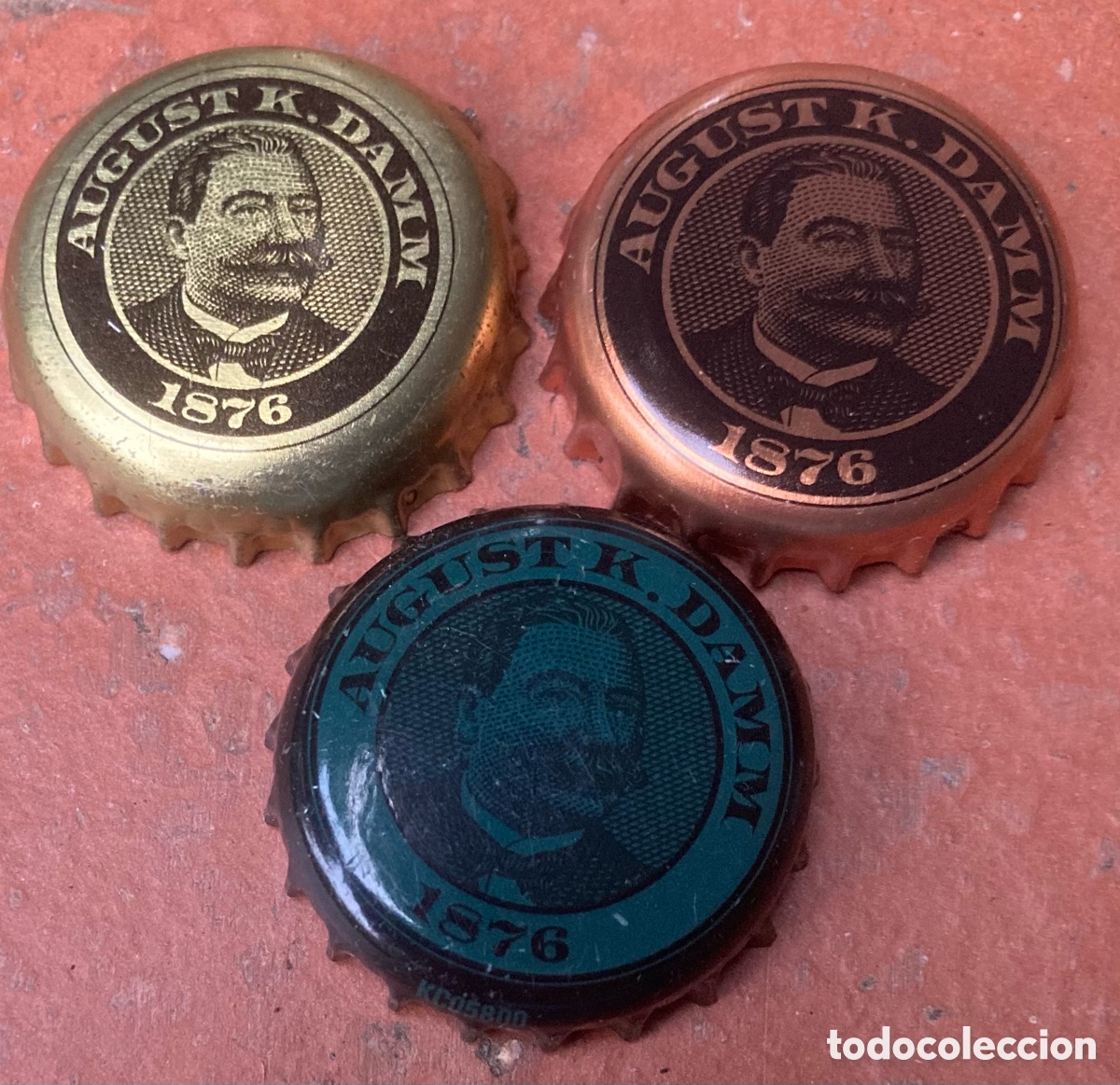 Coleccionismo de cervezas: TAP&Oacute;NES CORONA BOTTLE CAPS CHAPAS BIERE CERVEZA AUGUST K.DAMM. FAB.CHAPA:U--LOTE N. 4133--CARMANJO