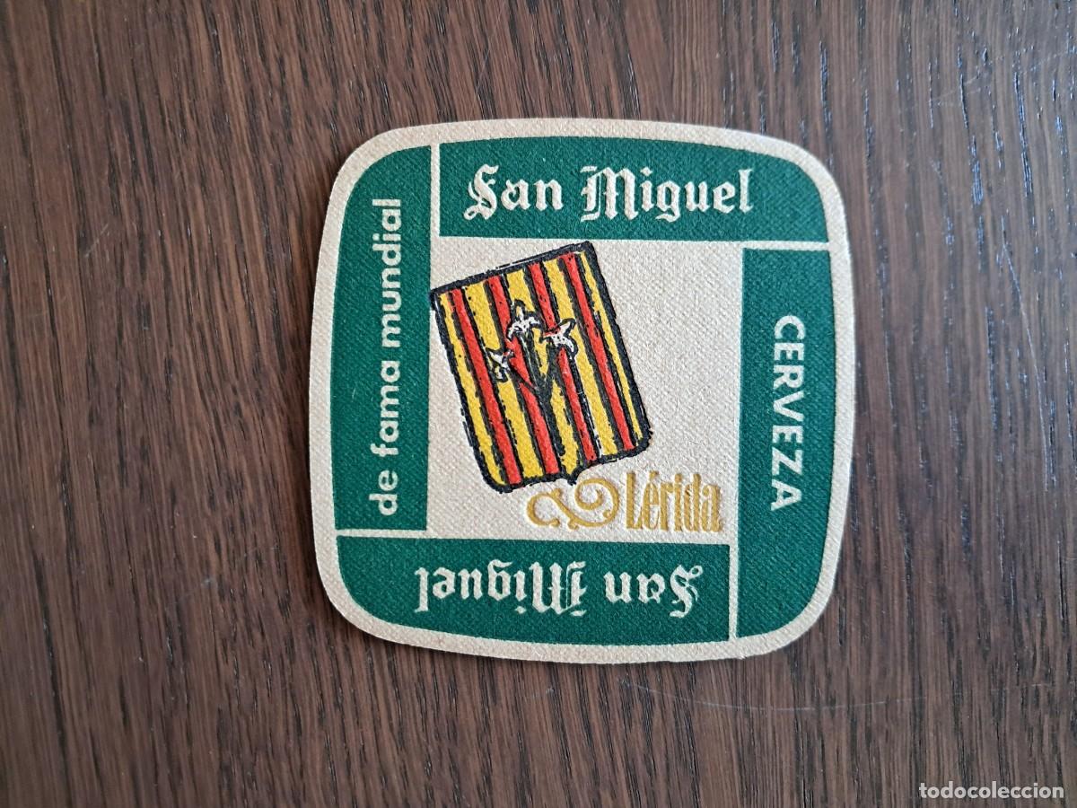 Coleccionismo de cervezas: posavasos de cerveza antiguo, San Miguel, L&eacute;rida.