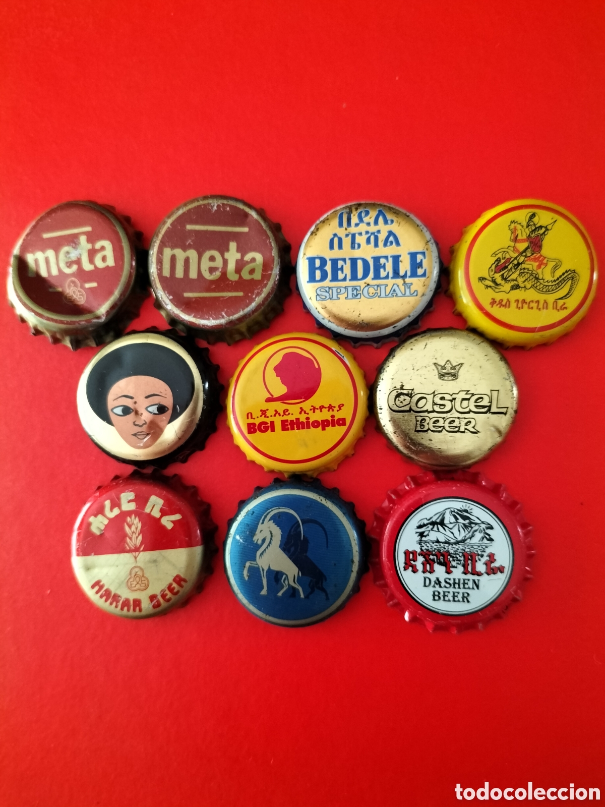 Coleccionismo de cervezas: LOTE 10 CHAPAS TAPON CORONA CERVEZA - ETIOP&Iacute;A