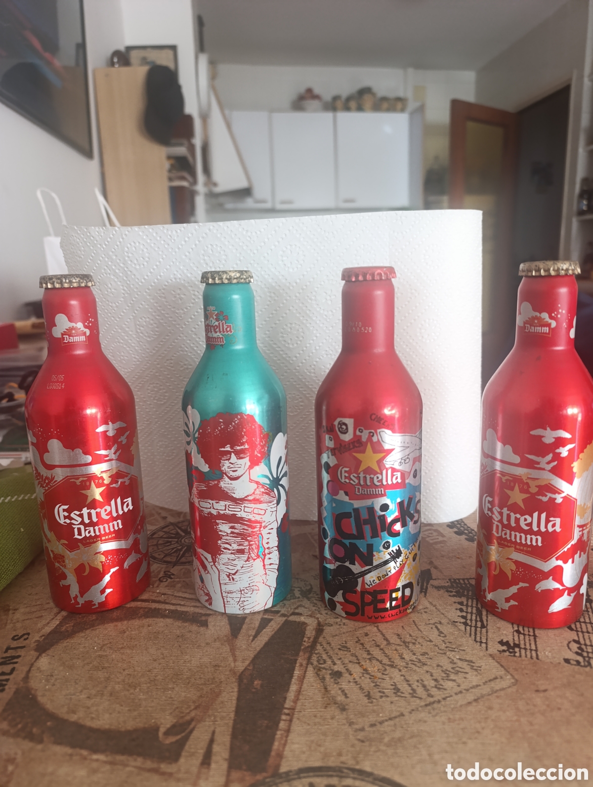 Coleccionismo de cervezas: Lote 4 Botellas Cerveza Estrella Damm aluminio