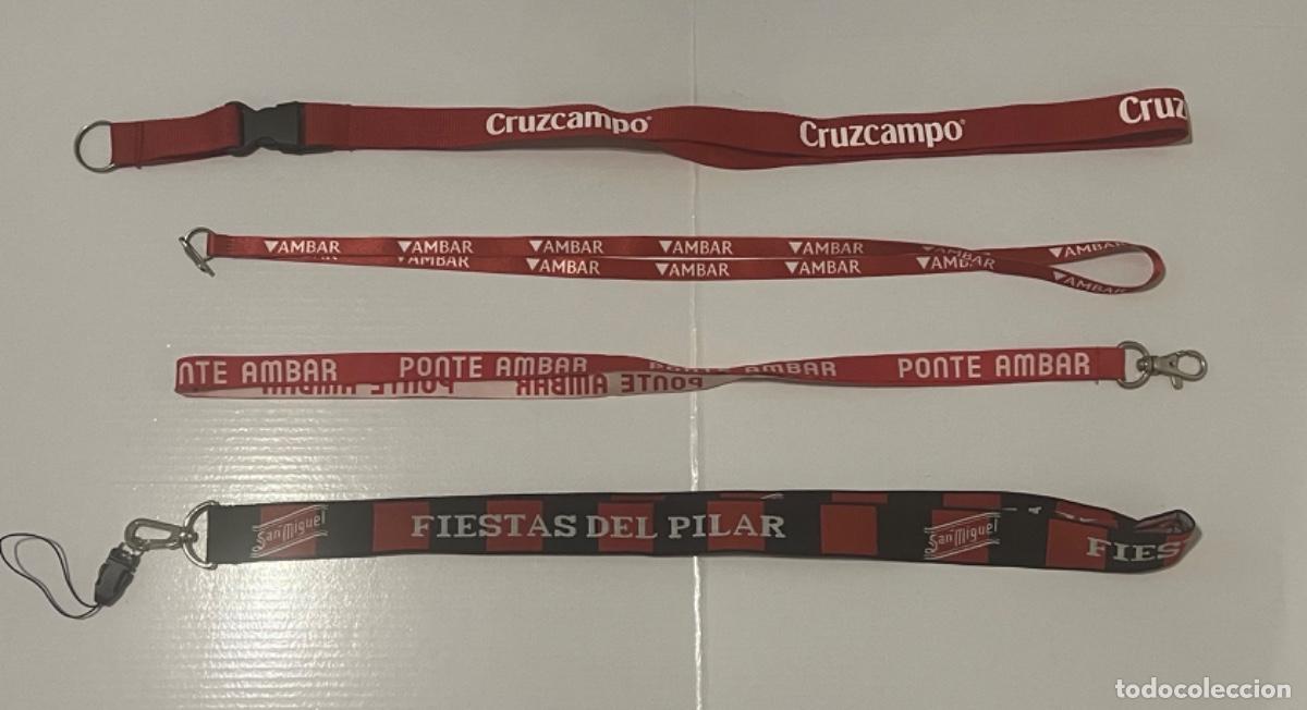 Coleccionismo de cervezas: 4 Lanyard CERVEZAS CRUZCAMPO &Aacute;MBAR SAN MIGUEL FIESTAS DEL PILAR