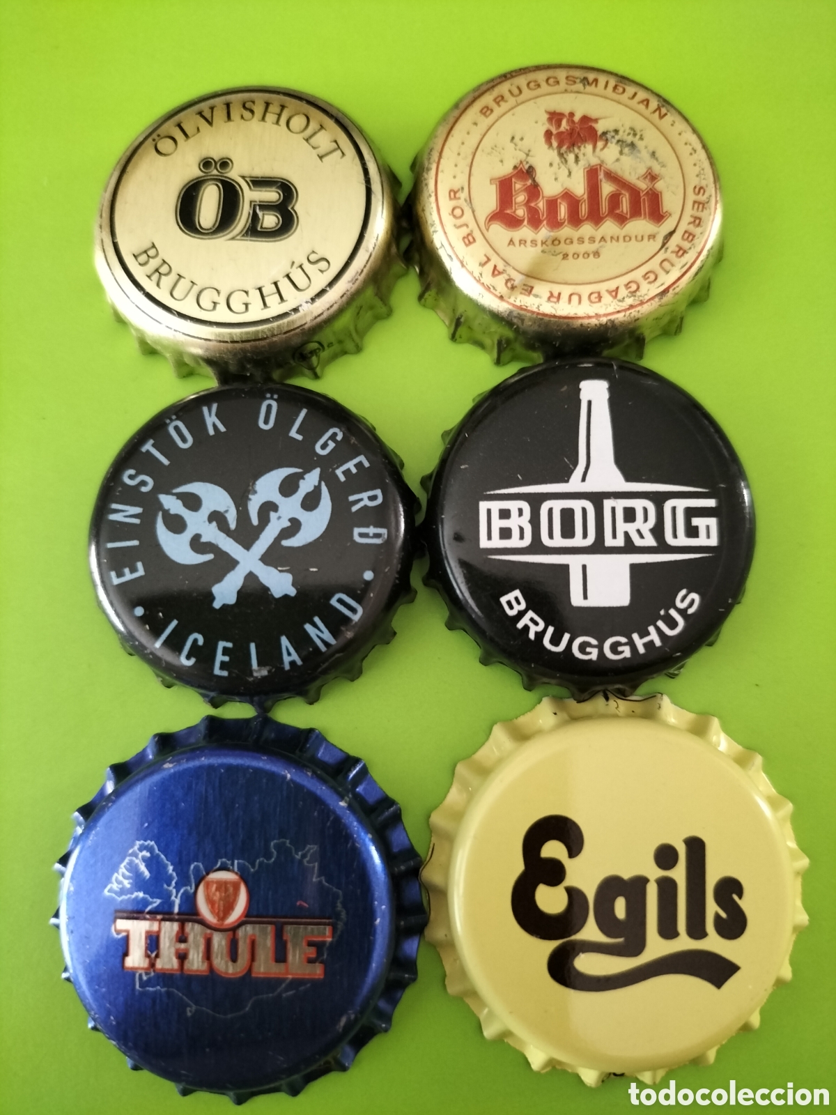 Coleccionismo de cervezas: LOTE 6 CHAPAS TAPON CORONA CERVEZA - ISLANDIA